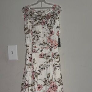 Elegant Floral Cap Sleeve Midi Dress